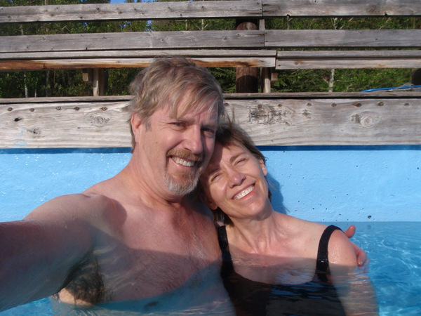 Dennis and Terry Struck go for a swim in the Hot Spring.